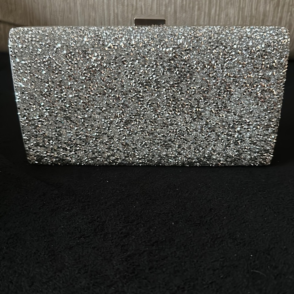 Silver Shiny Sparkle Evening Prom Party Wedding Clutch Chain Bag